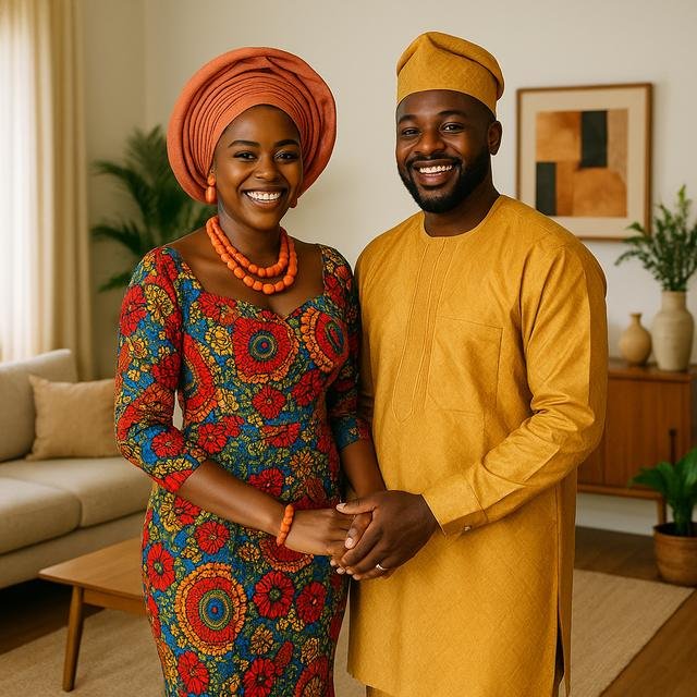Couple en tenue traditionnelle africaine
